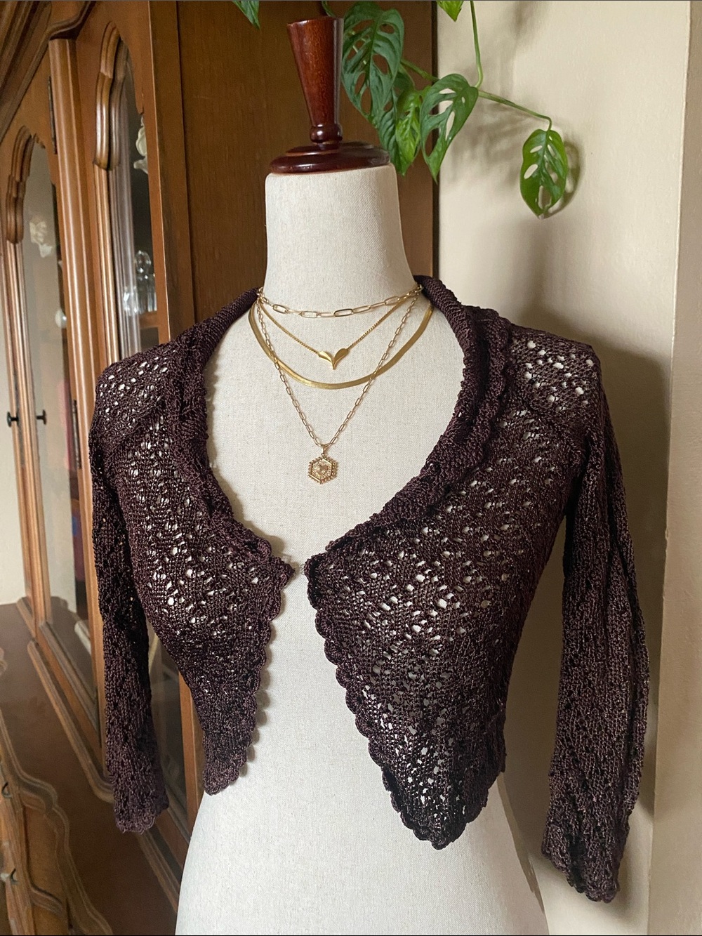 JohnPaulRichard Chocolate Brown Open-Front Knit Cardigan